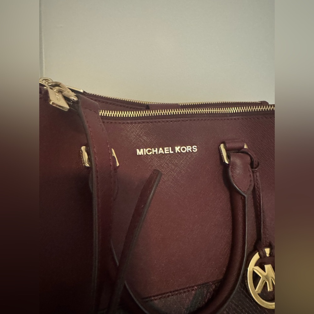 Michael Kors Sutton Maroon Leather Python Detail … - image 6